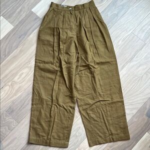 Vintage Willi Smith Olive Brown Pleated Wide-Leg Wool Trousers Size XS Utility